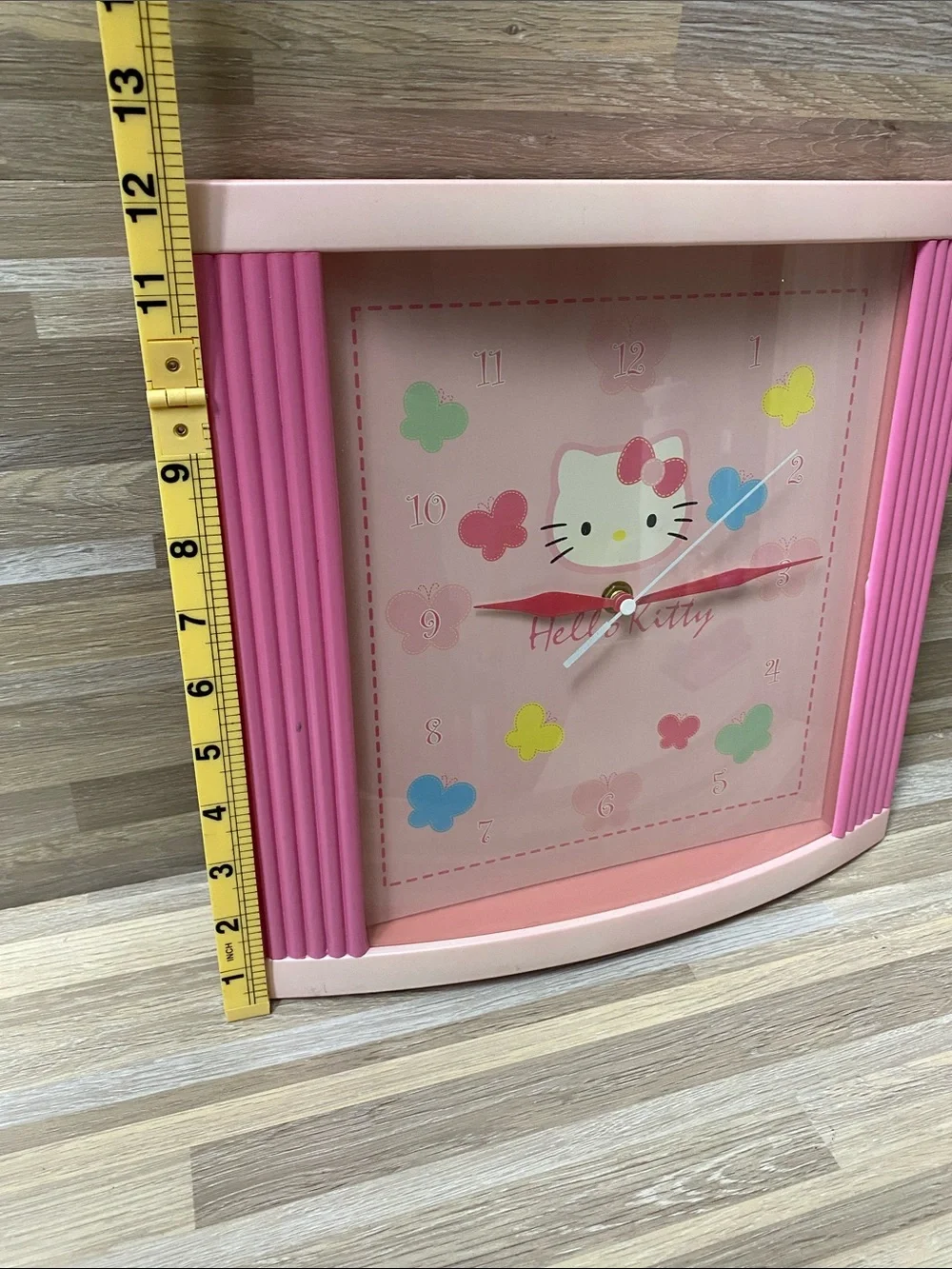 Hello Kitty Pink Frame Butterfly Accent Wall Clock